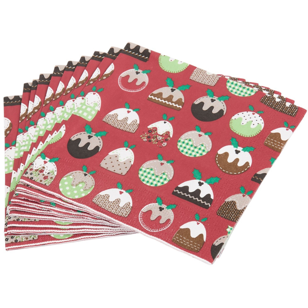 Pack of 20 Christmas Pudding Paper Napkins Image 3