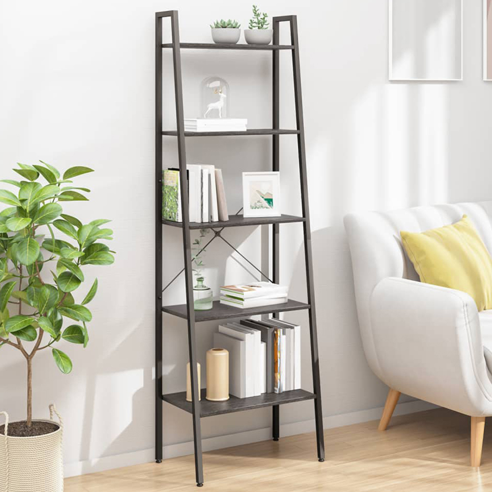 vidaXL 5-Tier Black Standing Shelf Image 1