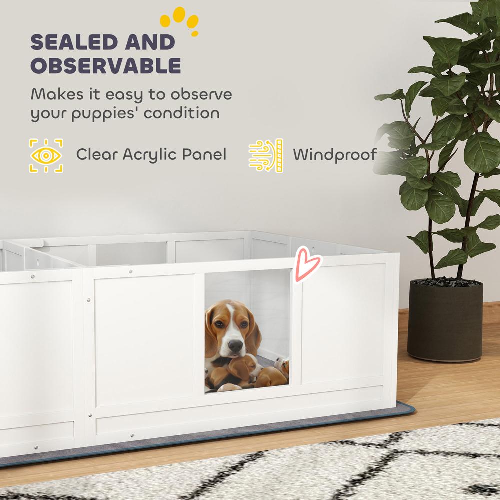 PawHut Medium Two Room Dog Whelping Box with Whelping Pad Image 6