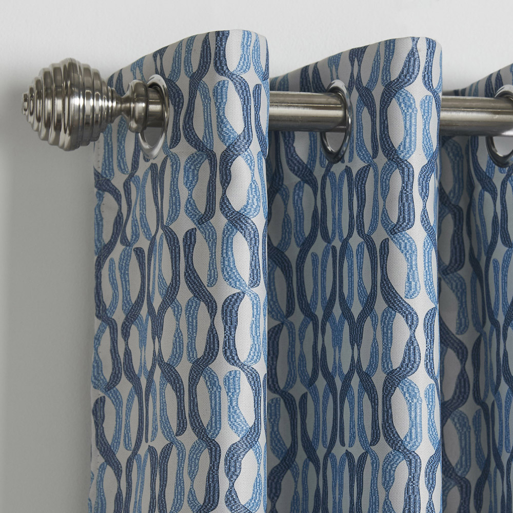 Alan Symonds Bourne Blue Ring Top Eyelet Curtains 168 x 229cm Image 2
