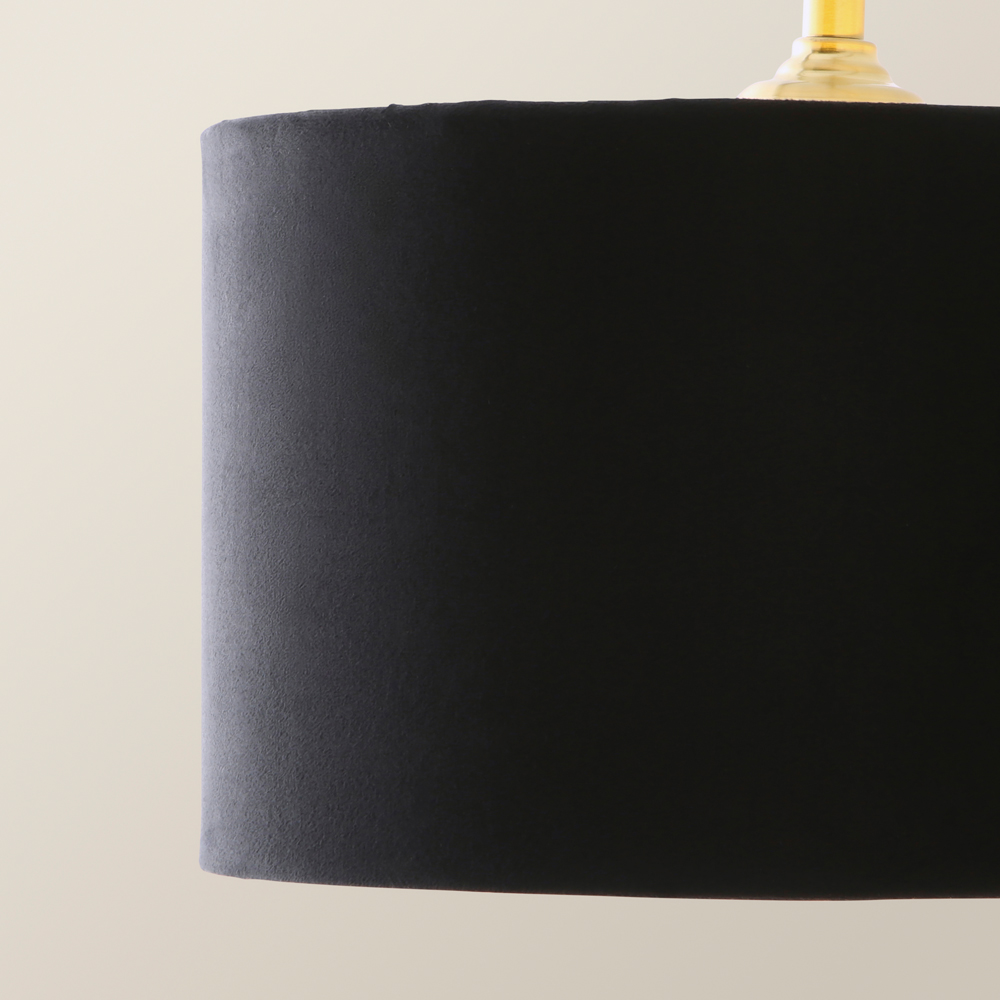 ValueLights Reni Black Velvet and Gold Shade 3 Drop Bar Gold Diner LED Ceiling Lights Image 3