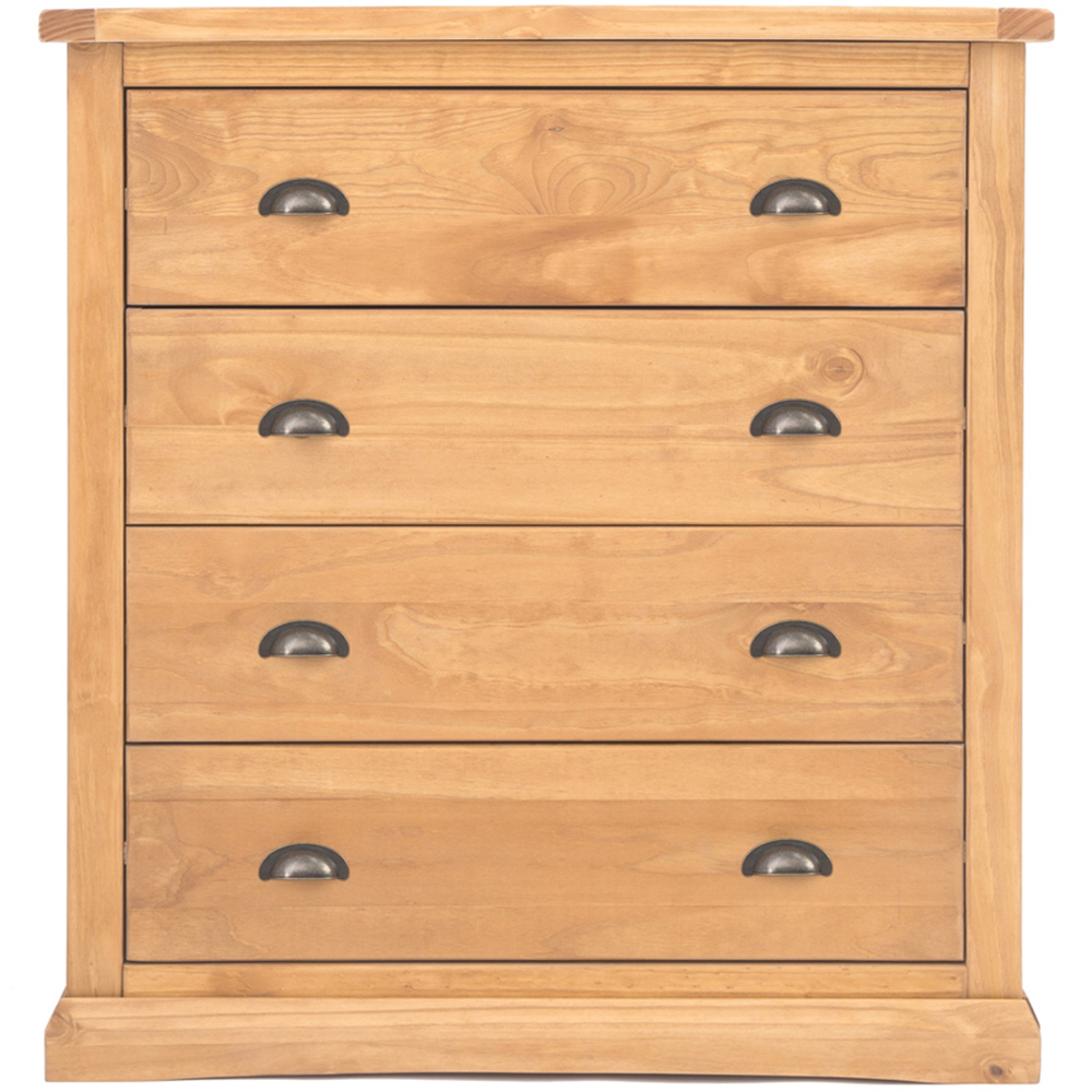 Lucca 4 Drawer Antique Wax Finish Chest of Drawers with Brass Cup Handles Image 2