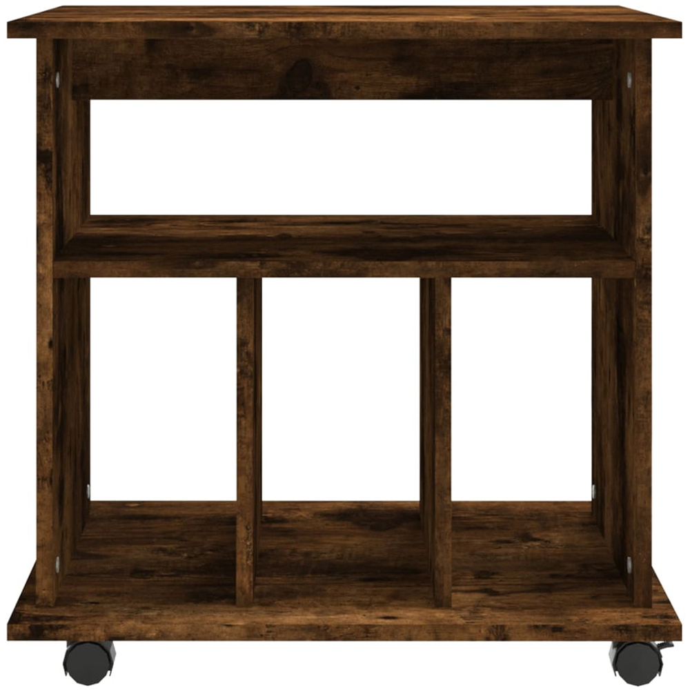 vidaXL 4 Shelf Smoked Oak Rolling Storage Cabinet Image 4
