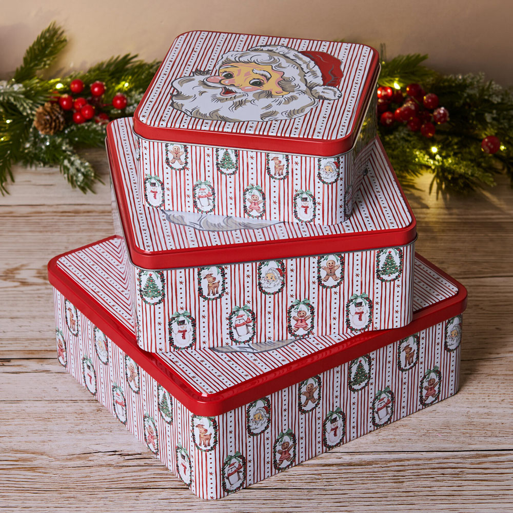 Pack of 3 Santa Face Cake Tins Image 2