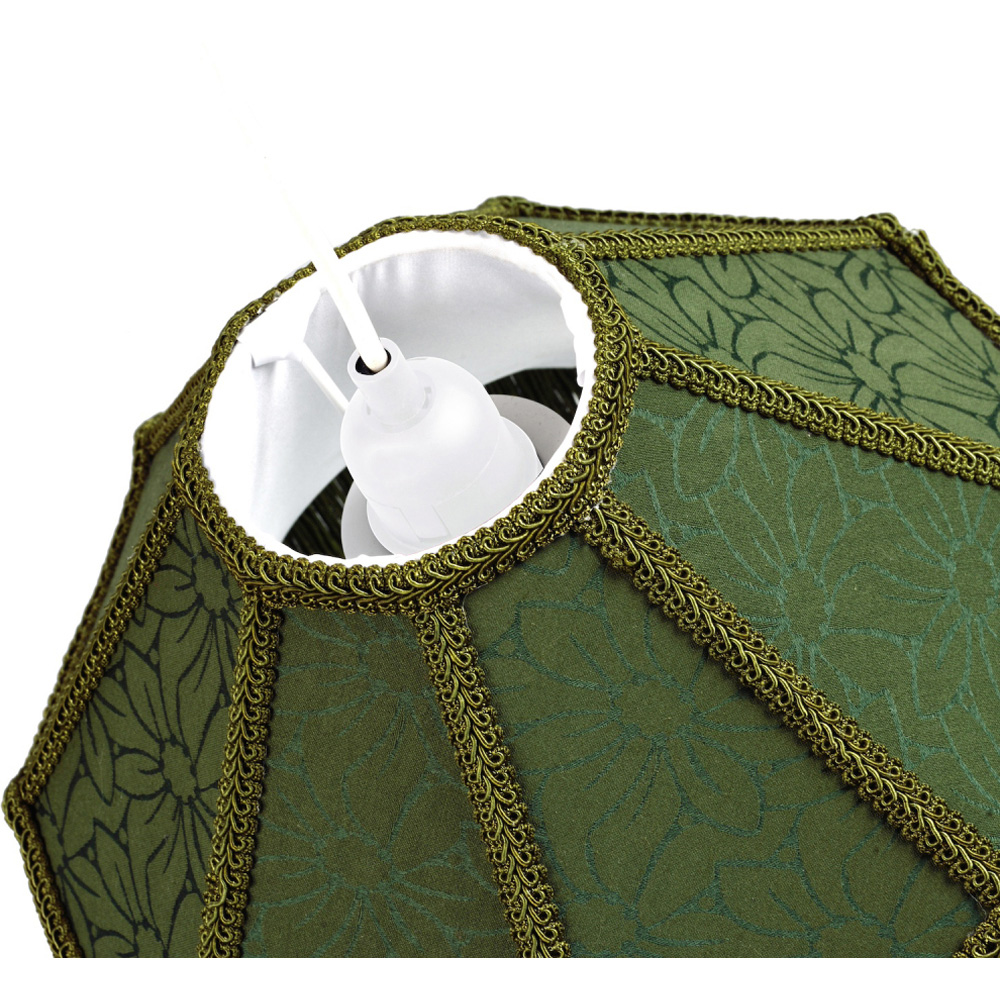 Happy Homewares Victorian Style Empire Forest Green Fabric with Tassels Pendant Shade Image 4