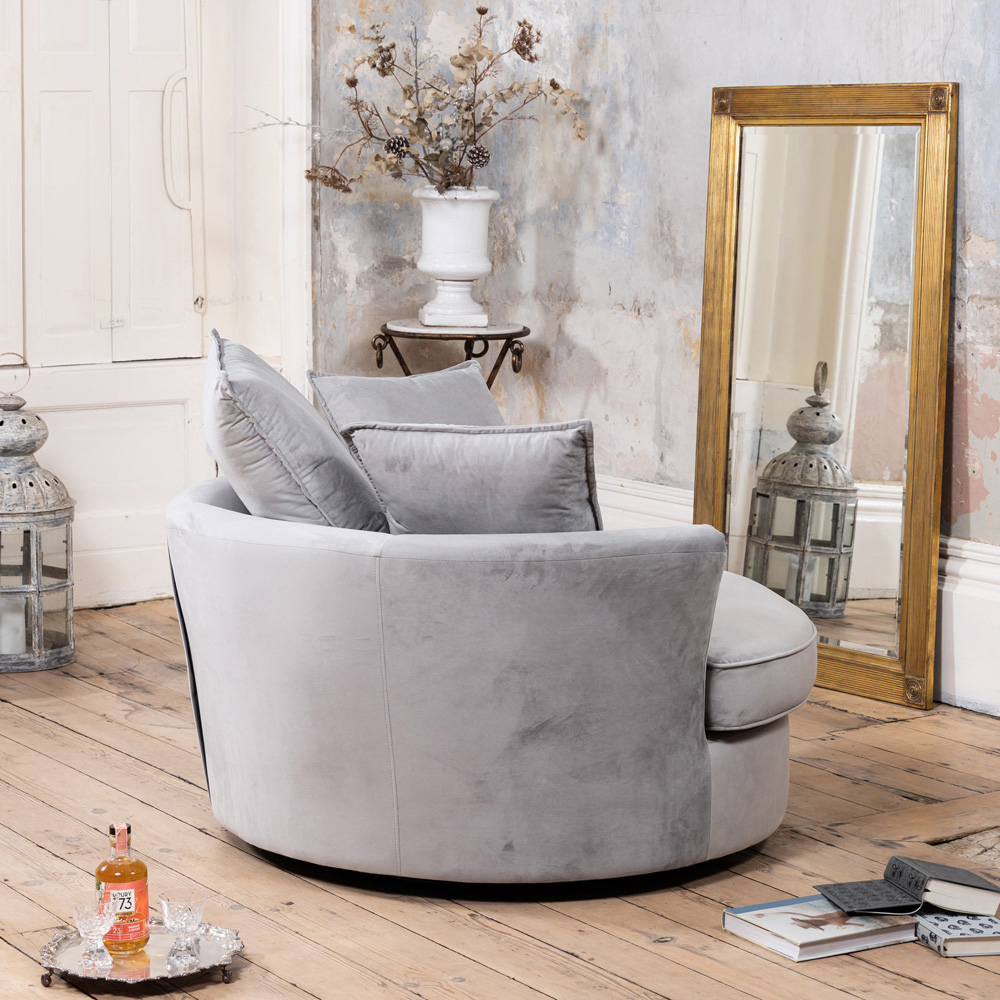 Artemis Home Havana Grey Velvet Swivel Cuddle Chair Image 3