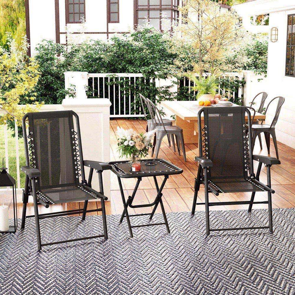 Outsunny 2 Seater Foldable Garden Bistro Set with Cup Holders Black Image 7