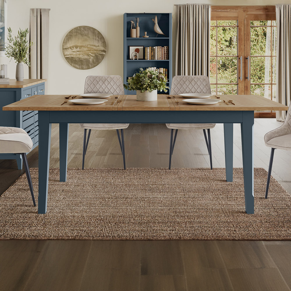 Baumhaus Signature 6 Seater Extending Dining Table Blue and Oak Image 3