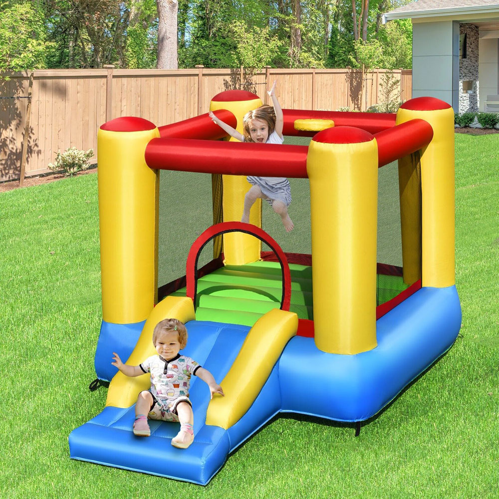 Costway Kids Inflatable Bounce House with Slide and Basketball Hoop Image 4