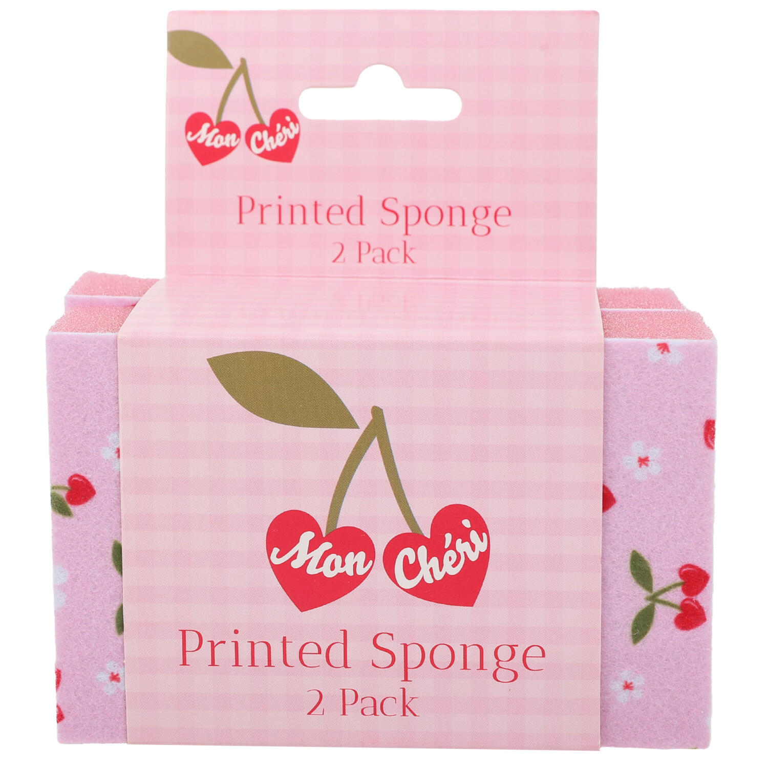 Pack of 2 Mon Cheri Printed Sponges - Pink Image 1