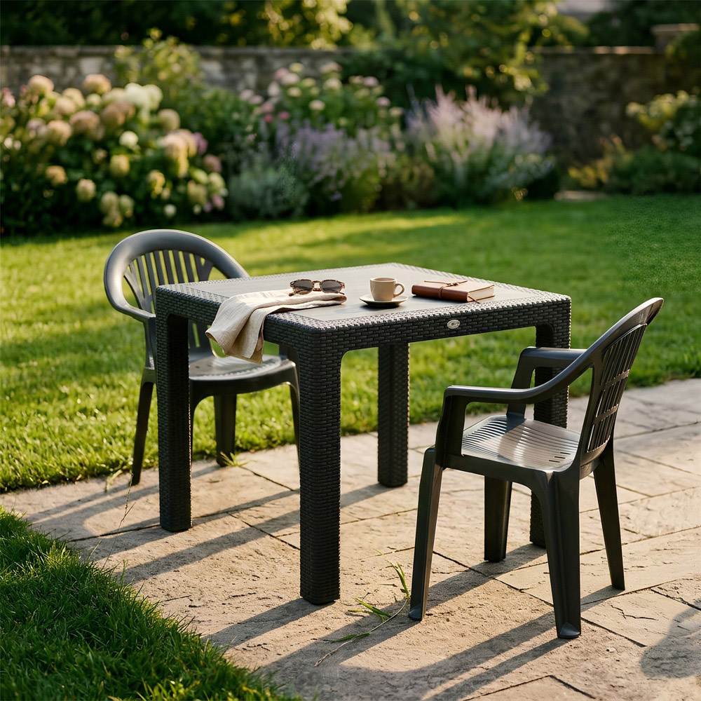 Harbour Housewares Milas Set of 6 Anthracite Garden Dining Chair Image 6
