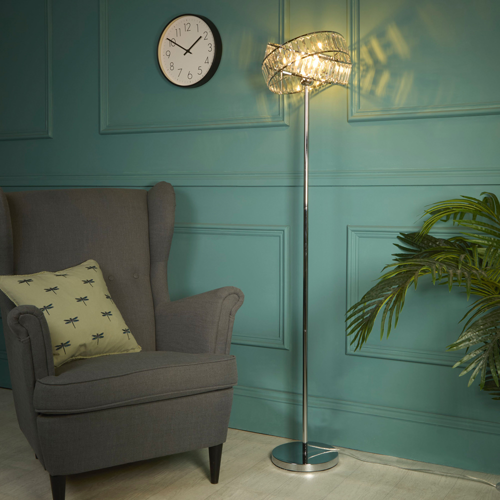 Lighting Collection Jarell Chrome and Clear Acrylic Floor Lamp Image 2