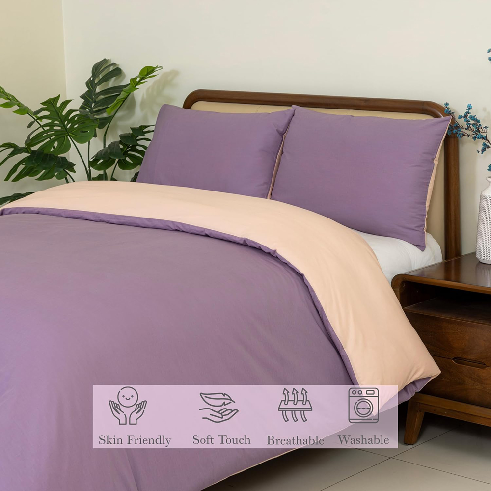 MHG Living King Size Purple Reversible Duvet Set Image 5