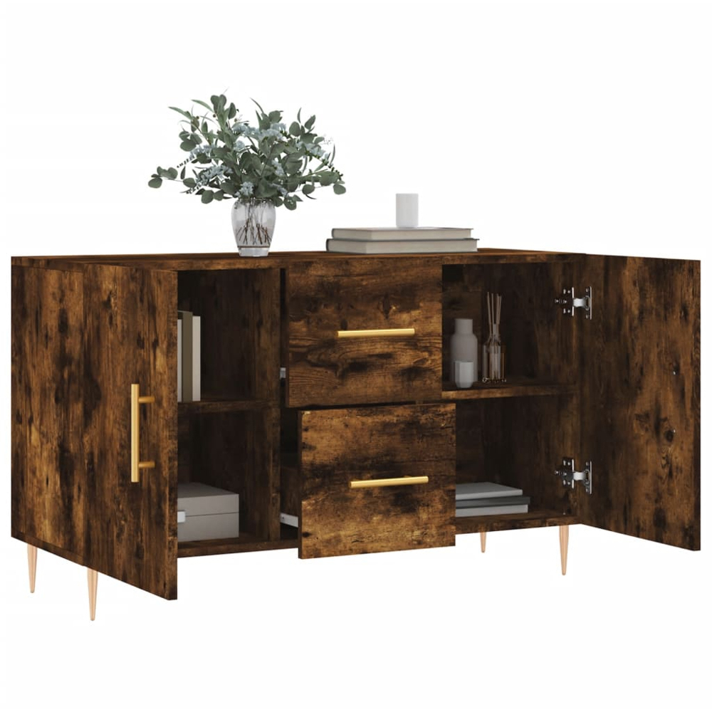 vidaXL 2 Door 2 Drawer Smoked Oak Sideboard Image 4