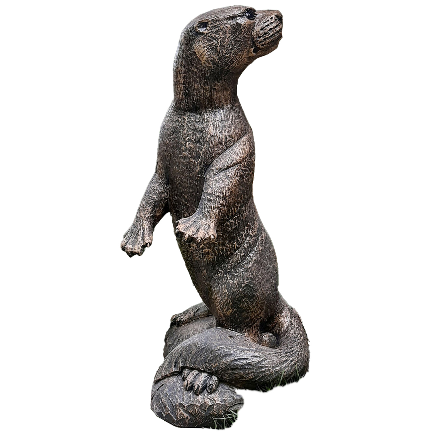 Enigma Standing Otter Bronze Marble and Resin Statue Image 1