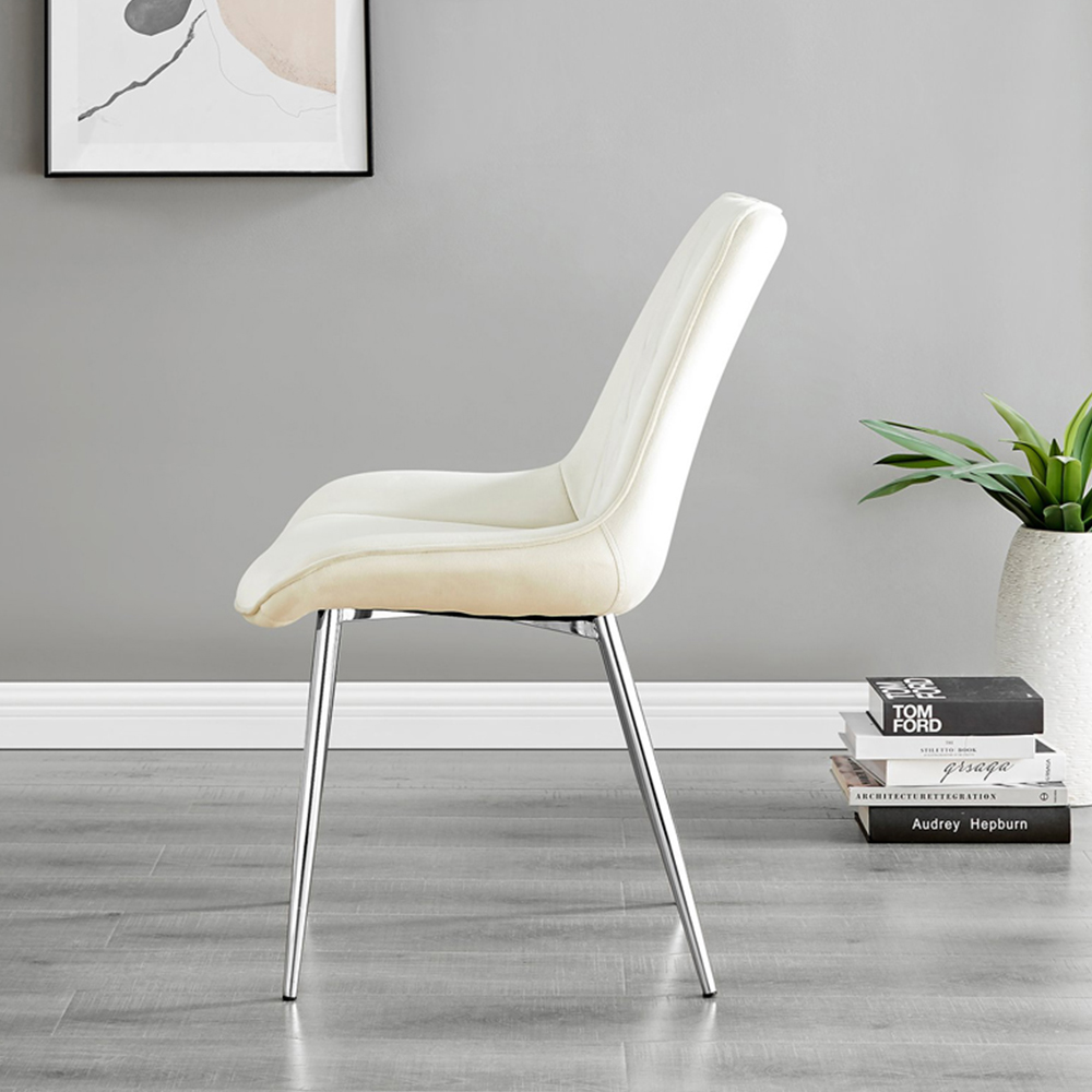 Furniturebox Molini Cesano 6 Seater Dining Set Grey Gloss Cream and Chrome Image 4