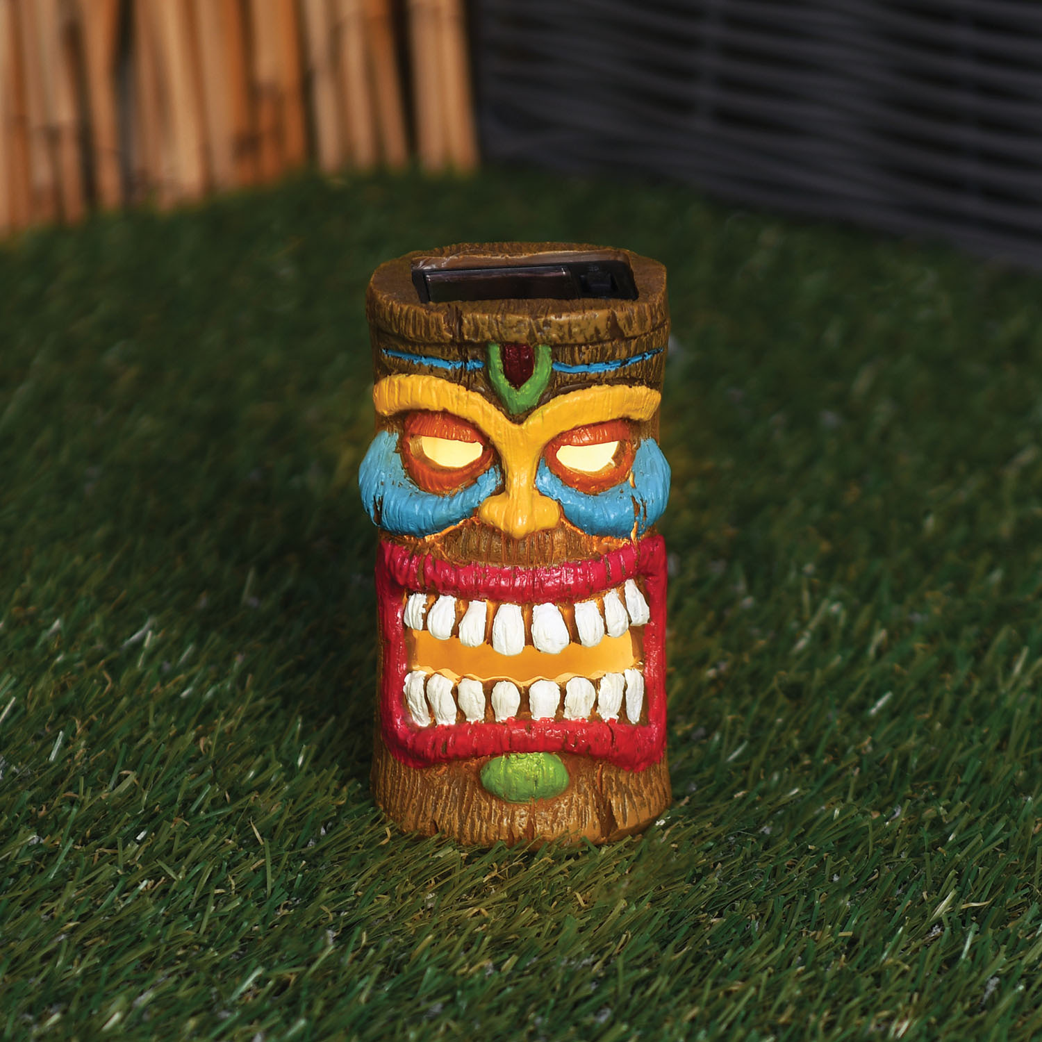 Solar Mini Tiki Heads Decoration - Multicolour Image 1