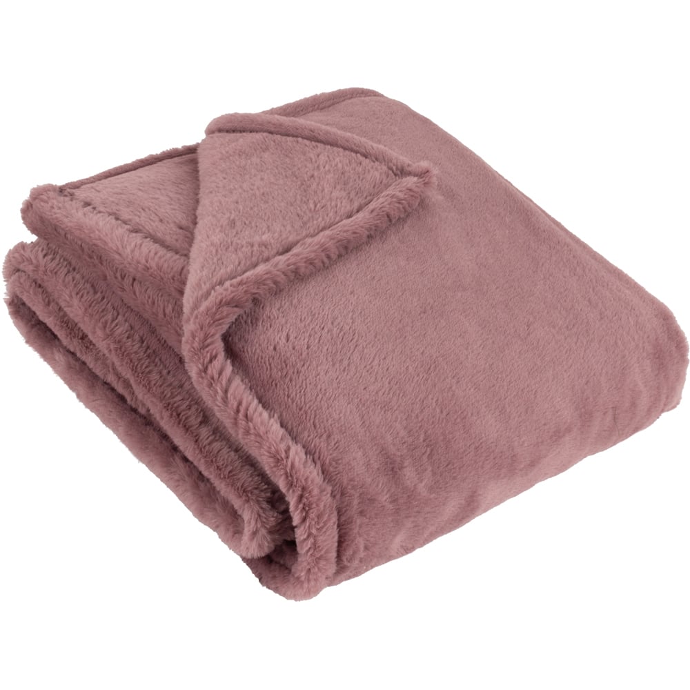 furn. Kallu Mulberry Double-Sided Faux-Fur Throw 150 x 200cm Image 1