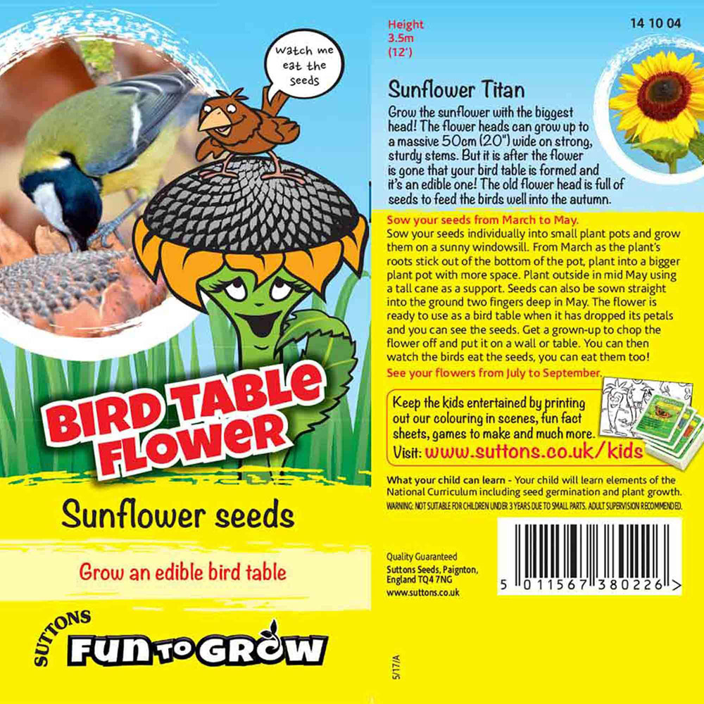 Thompson and Morgan Sunflower Bird Table Flower Seeds Image 2