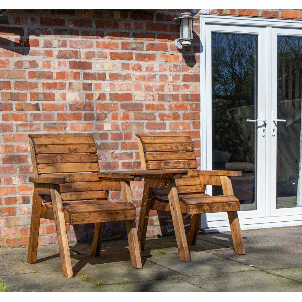 Samuel Alexander 2 Seater Handmade Chunky Rustic Wooden Garden Companion Seat Image 5