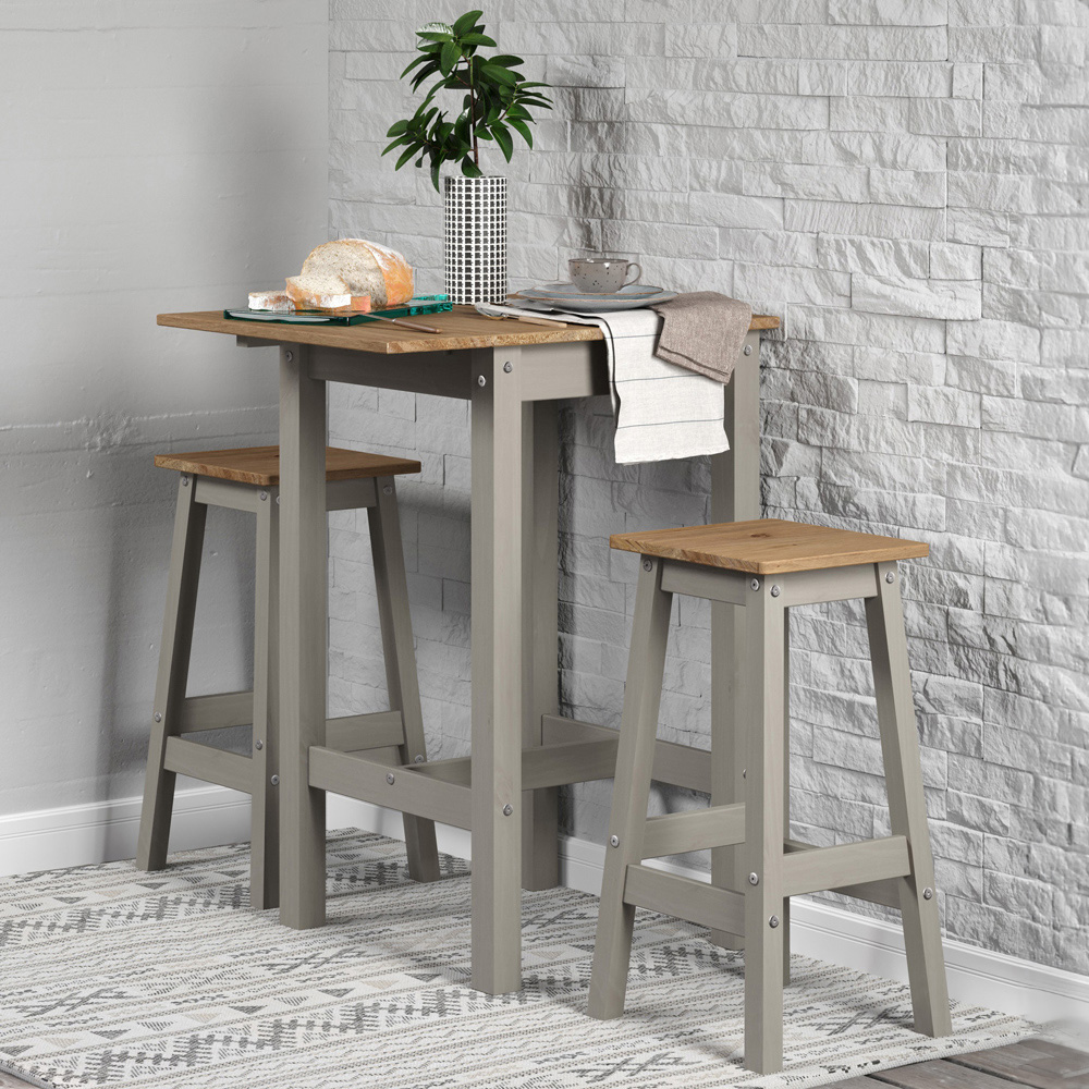 Core Products Corona 2 Seater Drop Leaf Breakfast Table Set Linea Grey Image 7