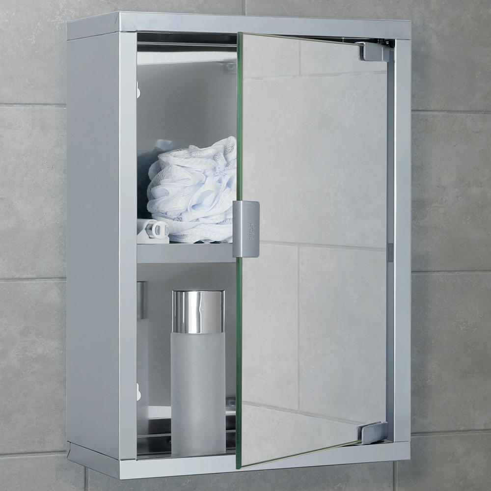 Silver Stainless Steel Mirror Bathroom Cabinet Image 1