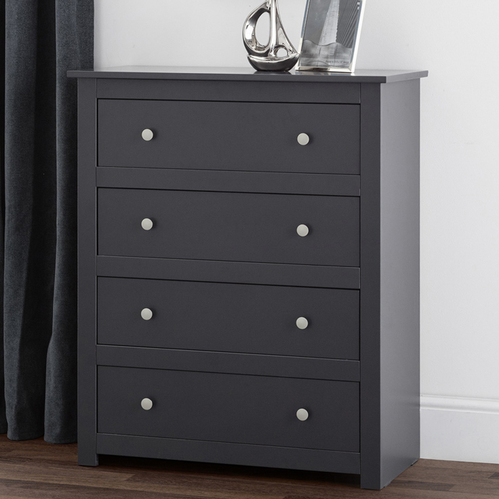 Julian Bowen Radley 4 Drawer Anthracite Chest of Drawers Image 1
