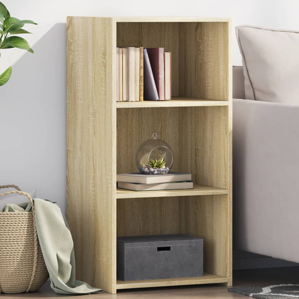 vidaXL 3 Shelf Sonoma Oak Compact Sideboard Image