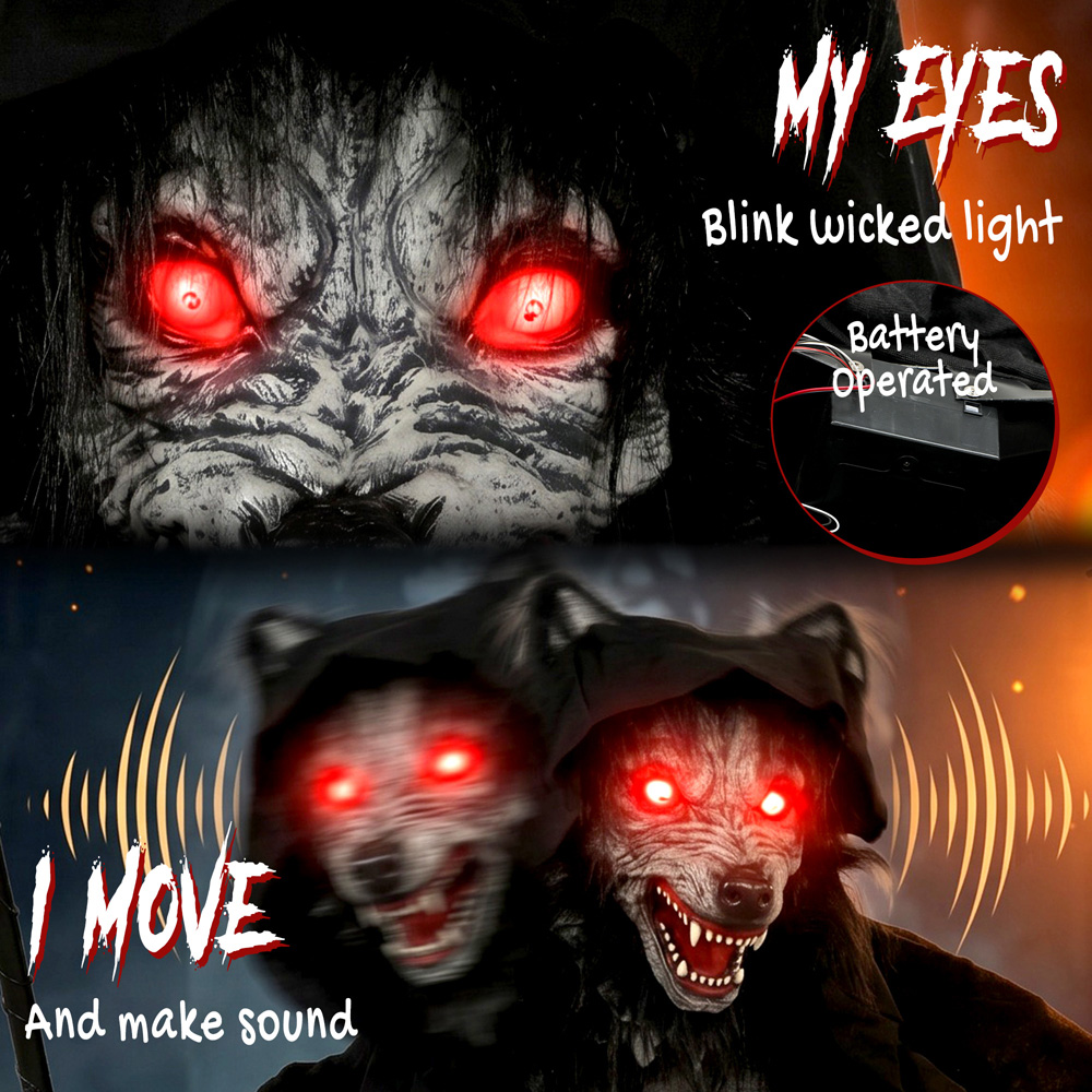HOMCOM Light Up Standing Animated Werewolf Halloween Decoration 5.5ft Image 8