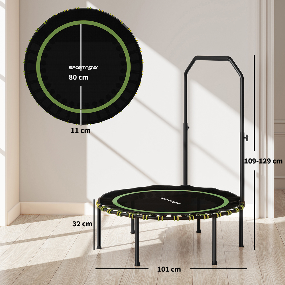 SPORTNOW 3.3ft Green Foldable Rebounder Mini Trampoline with Handle Image 9