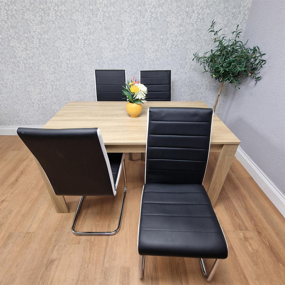 Portland Kosy Koala 4 Seater Dining Set Oak Effect and Black Image 6