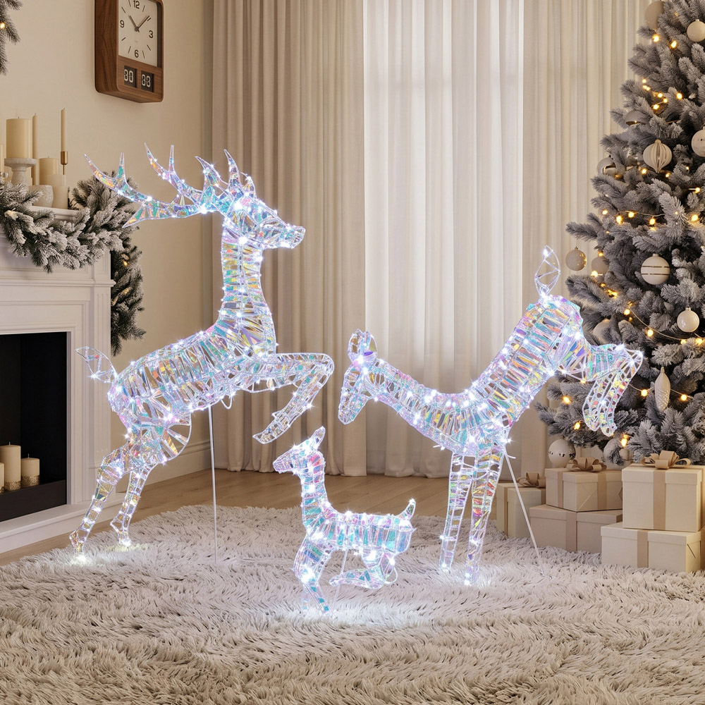 Outsunny 200 Cool White LED 3-Piece Reindeer Family Set Outdoor Christmas Decoration Image 5