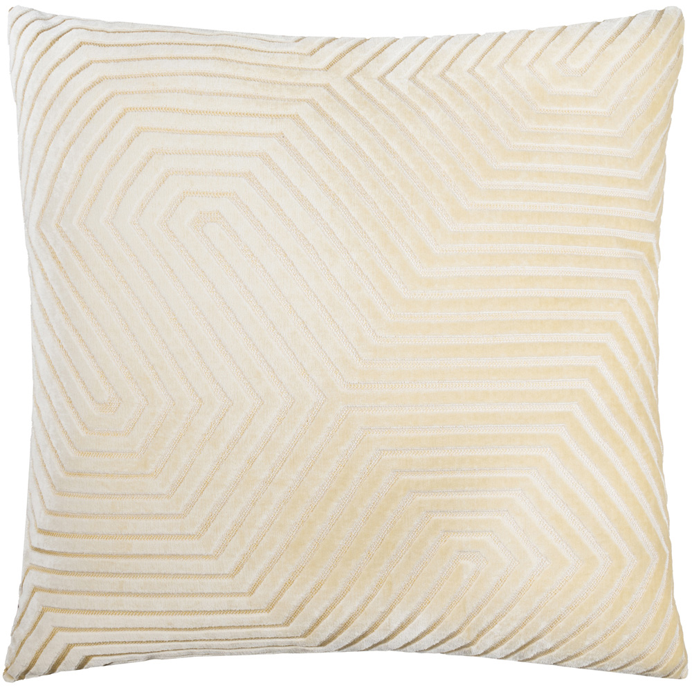 Paoletti Evoke Cut Ivory Velvet Cushion 55 x 55cm Image 1