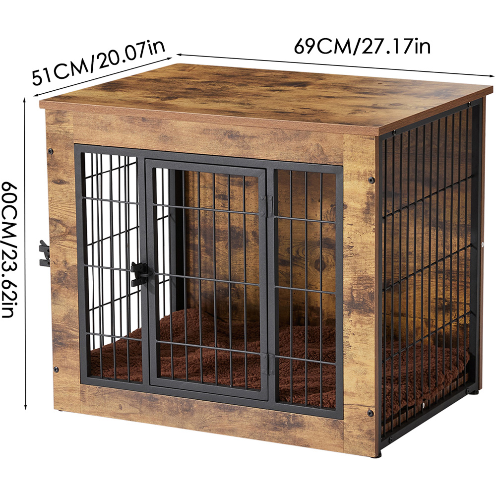 H&O Direct Farmhouse Style Dog Crate with Cushion Image 6