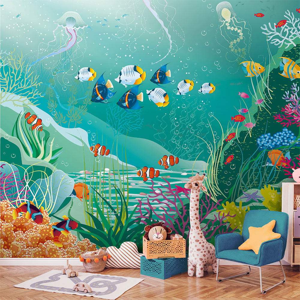 Origin Murals Under The Sea Adventure Green Wall Mural Image 1
