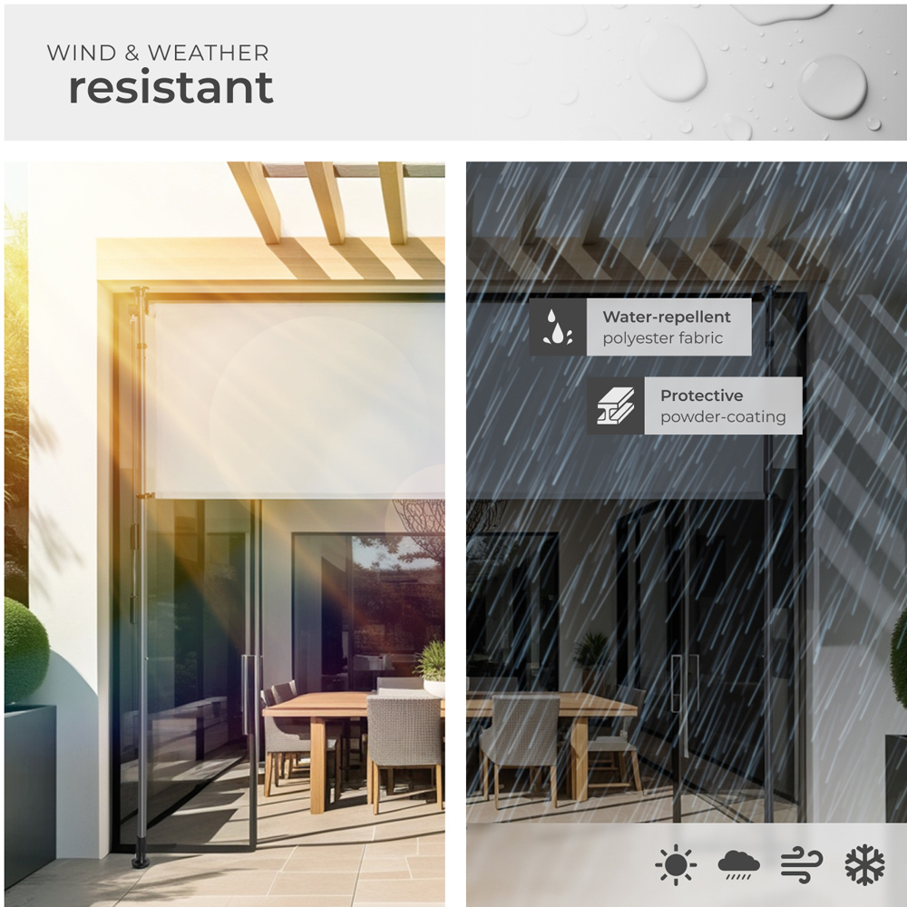 tectake Taija Light Grey Retractable Awning with hand crank 310 x 158cm Image 4