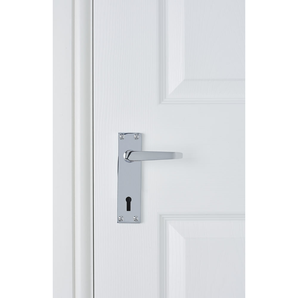 Wilko Functional Victorian Chrome Lock Door Handle Image 2