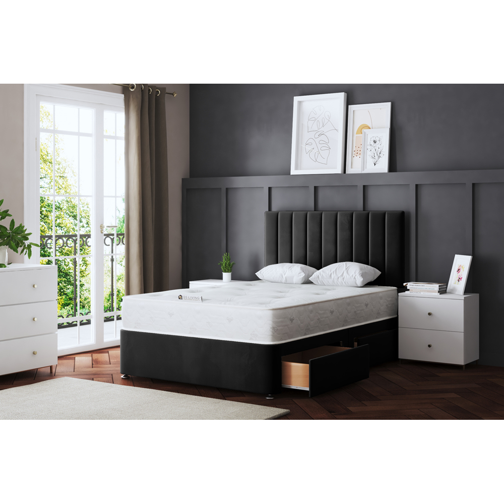 DS Living Amelia Double Black Upholstered Panel Divan Bed with 4 Drawer Image 5