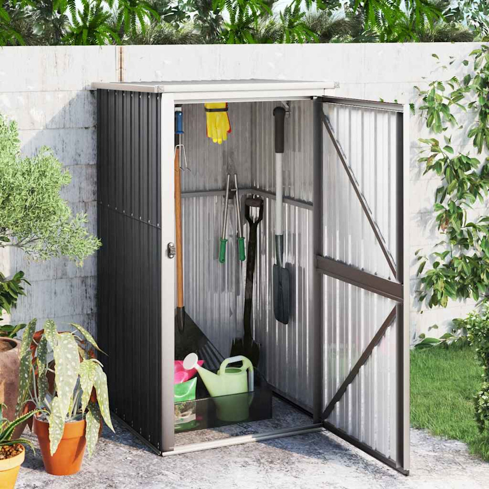 vidaXL 2.9 x 2.9ft Anthracite Galvanised Steel Pent Garden Shed Image 2