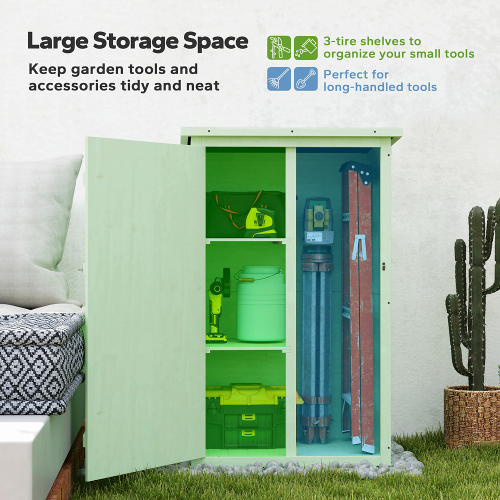 Outsunny 2.2 x 1.6ft 2 Shelf Green Garden Storage Shed Image 6