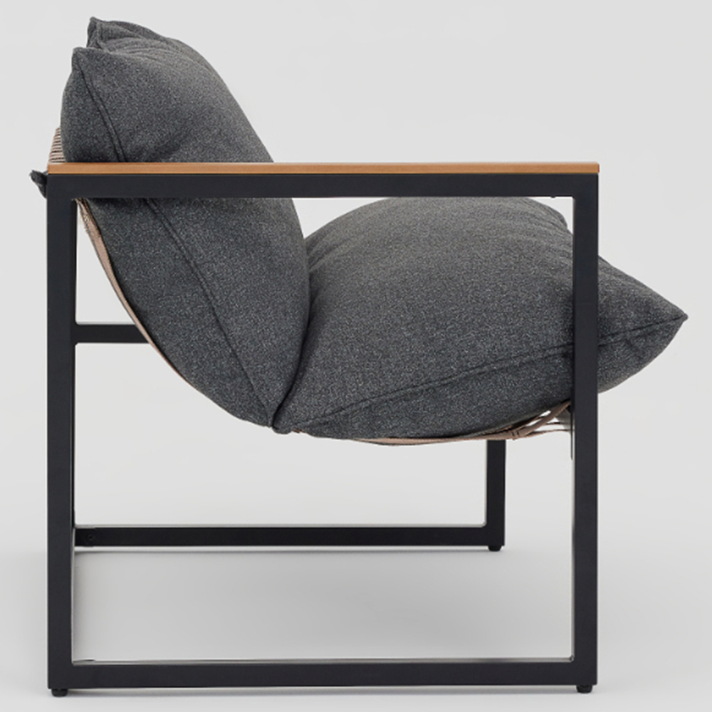 Home Detail Marbella 2 Seater Black Balcony Lounge Set with Dark Grey Cushions Image 3