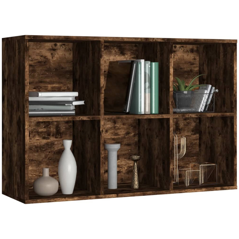 vidaXL 6 Shelf Smoked Oak Bookcase Image 5