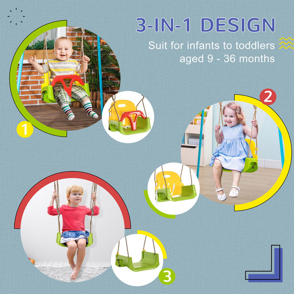 Tommy Toys Outsunny 3-in-1 Kids Green Adjustable Swing Seat with Seatbelt Image 8