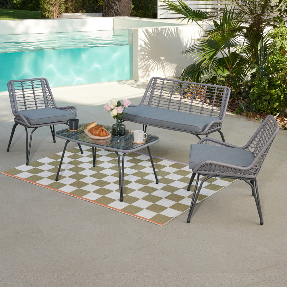 Home Detail Pampas 4 Seater Grey Wicker Style Lounge Set Image 1