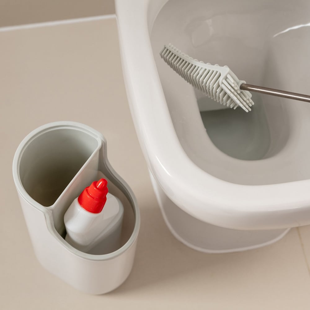 ADDiS White and Grey Toilet Brush with Holder Image 4