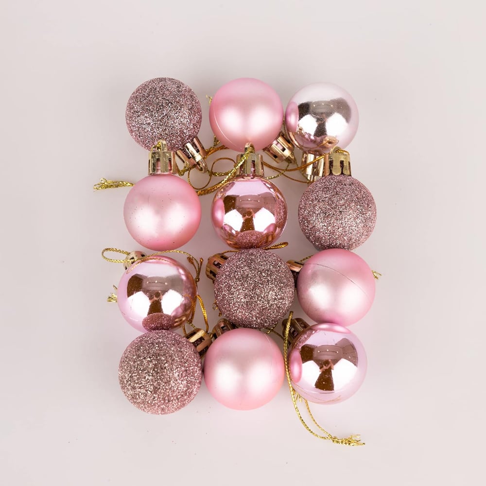 Shatchi 3cm Pale Pink Shatterproof Christmas Bauble 12 Pack Image 5
