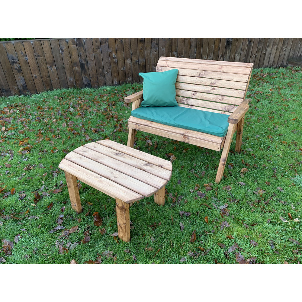 Charles Taylor 2 Seater Deluxe Bench Set with Green Cushions Image 3
