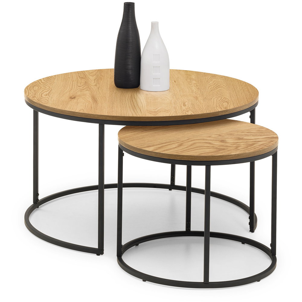 Julian Bowen Bellini Oak Round Nest of Tables Set of 2 Image 3