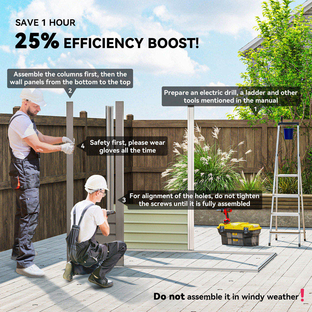 Outsunny 6.2 x 4ft Grey Galvanised Steel Garden Storage Shed Image 8