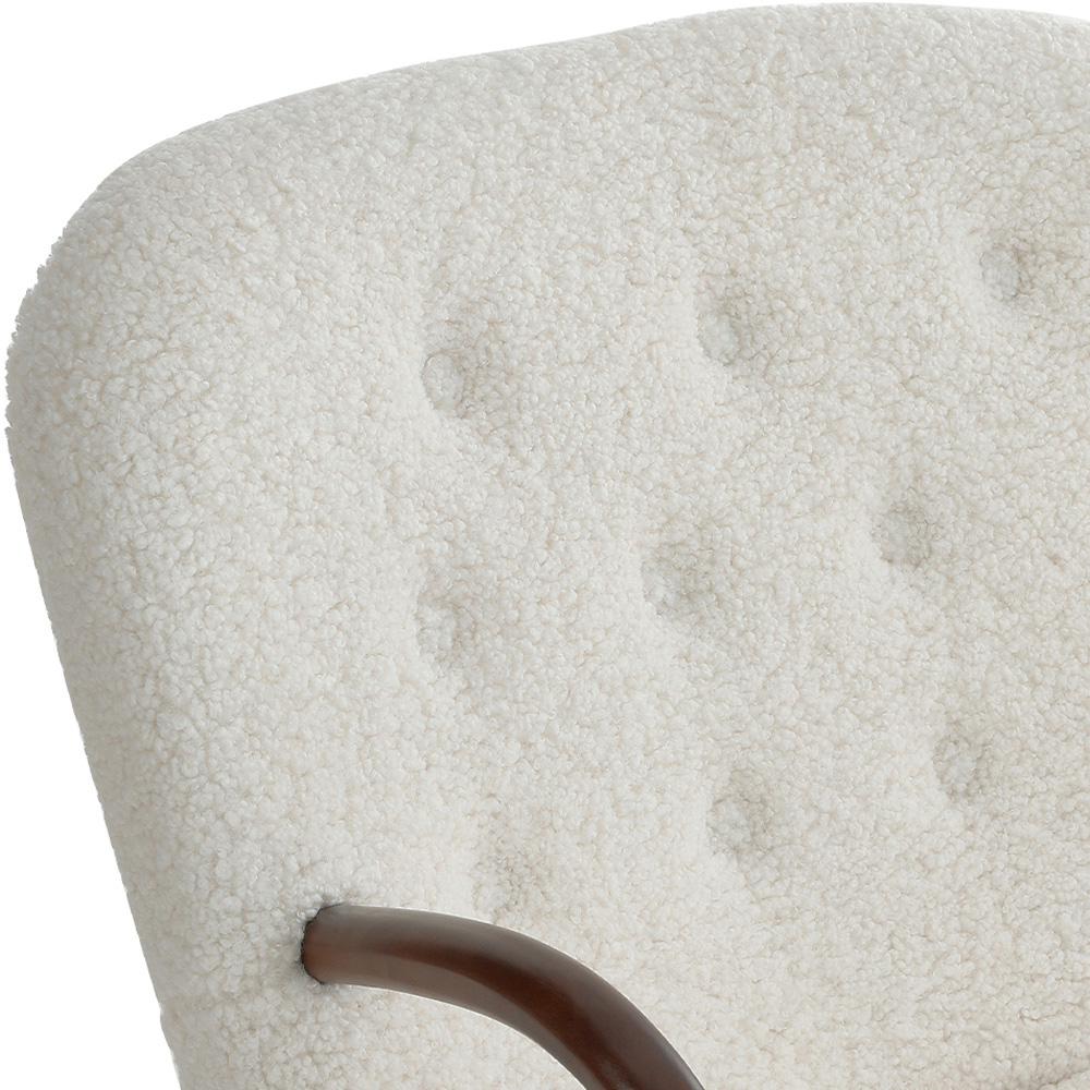 Living and Home White Sherpa Armchair and Footstool Set Image 7